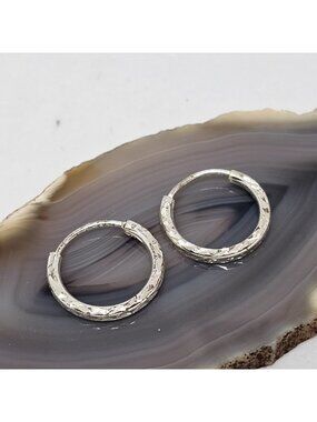 HAN 925 Sterling Silver Small Round Hoop Earrings 1/2" Dainty Round Jewelry